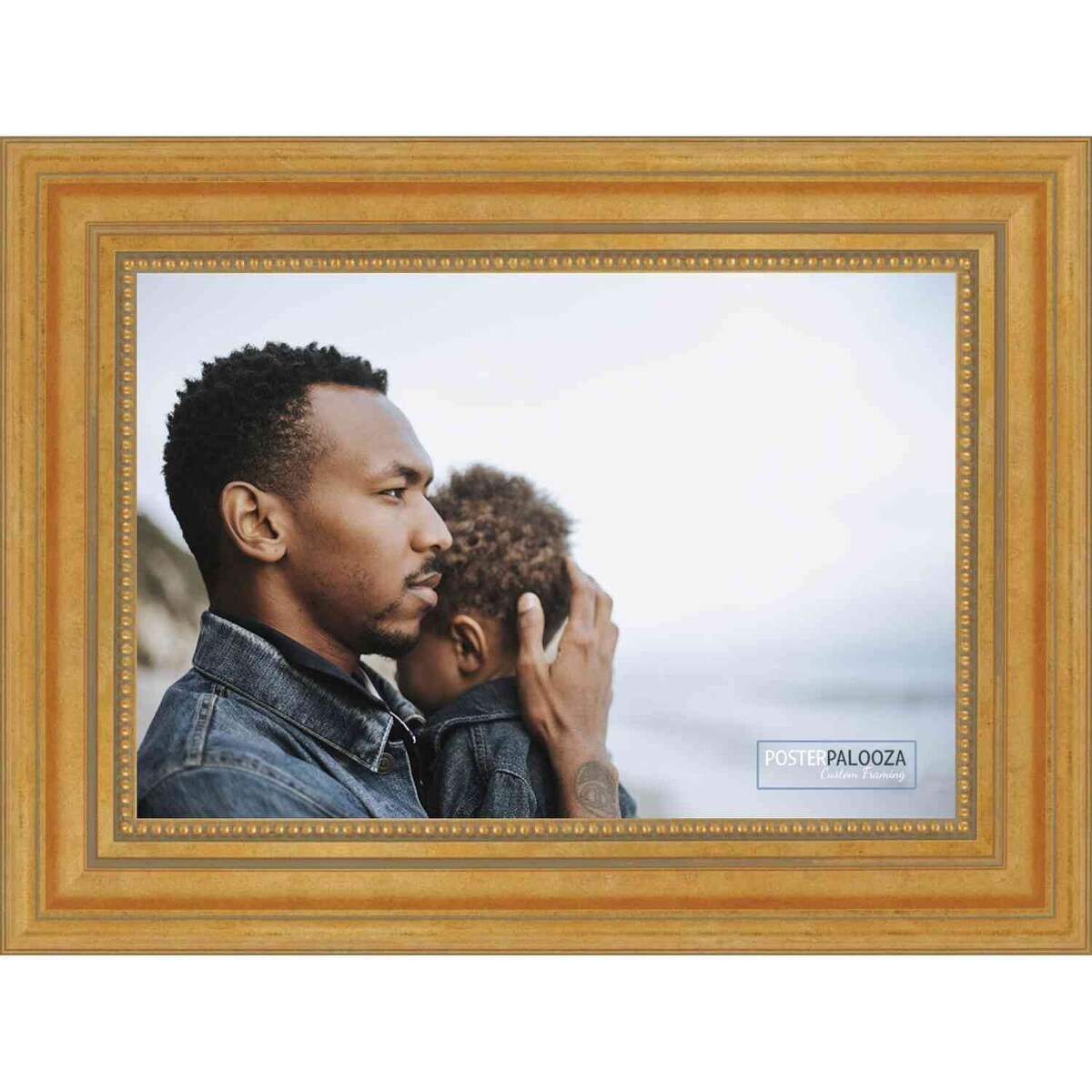 16x8 Traditional Gold Complete Wood Picture Frame with UV Acrylic, Foam Board Backing, & Hardware