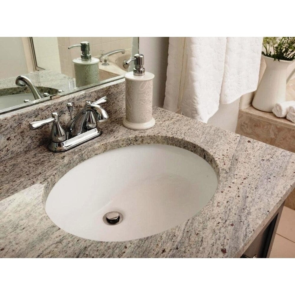 17-1/2-inch European Style Oval Shape Porcelain Ceramic Bathroom Undermount Sink with Umbrella Pop Up Drain
