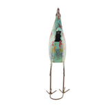 17 Inch Farmhouse Metal Rooster Sculpture with Floral Motif, Multicolor