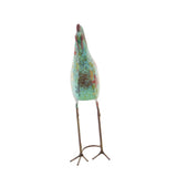 17 Inch Farmhouse Metal Rooster Sculpture with Floral Motif, Multicolor
