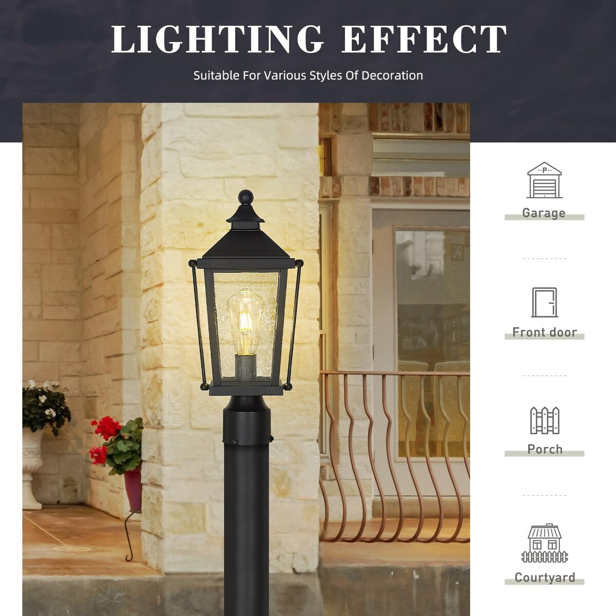 17 Inch Outdoor Post Light, Post Lantern Light