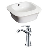 17-in. W x 17-in. D Square Vessel Set In White Color With Deck Mount CUPC Faucet