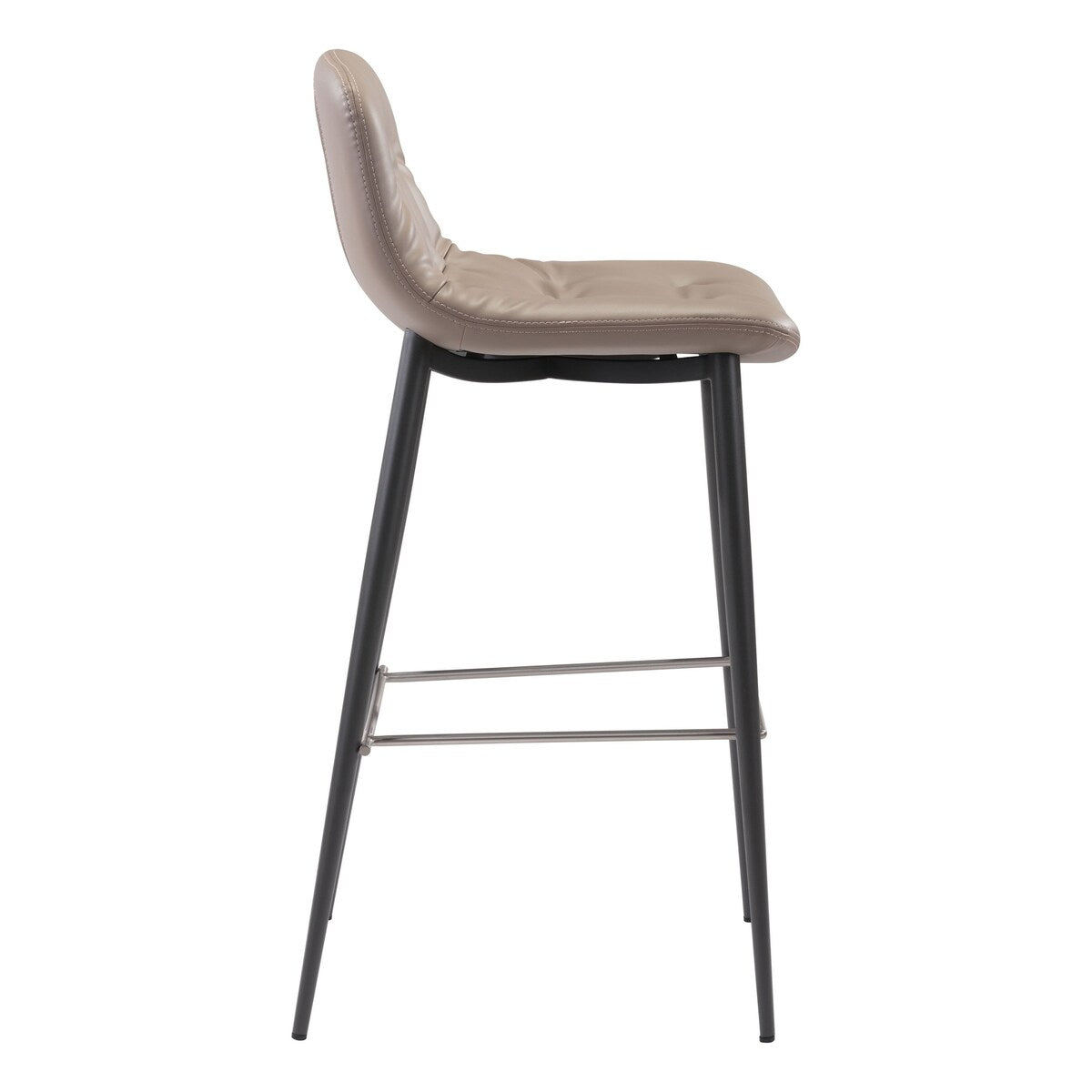 17.3" x 20.7" x 40.2" Taupe, Leatherette, Stainless Steel, Bar Chair - Set of 2
