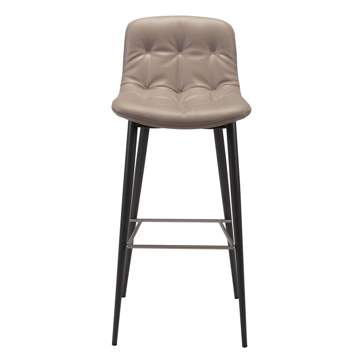 17.3" x 20.7" x 40.2" Taupe, Leatherette, Stainless Steel, Bar Chair - Set of 2
