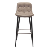 17.3" x 20.7" x 40.2" Taupe, Leatherette, Stainless Steel, Bar Chair - Set of 2
