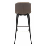 17.3" x 20.7" x 40.2" Taupe, Leatherette, Stainless Steel, Bar Chair - Set of 2