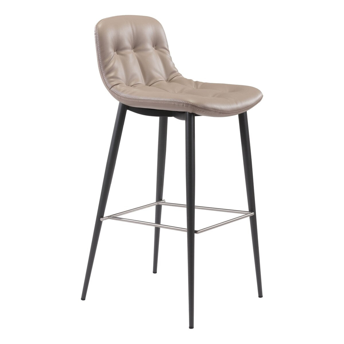 17.3" x 20.7" x 40.2" Taupe, Leatherette, Stainless Steel, Bar Chair - Set of 2