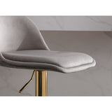 17.72" Velvet Upholstered 2PC Barstools, Bar Chair with Comefortable Padded Seat, Gold Metal Base and Footrest