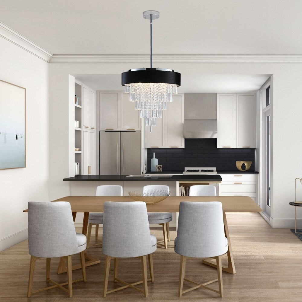 17.9 in.W Modern Crystal Chandelier for Living-Room Round Cristal Lamp
