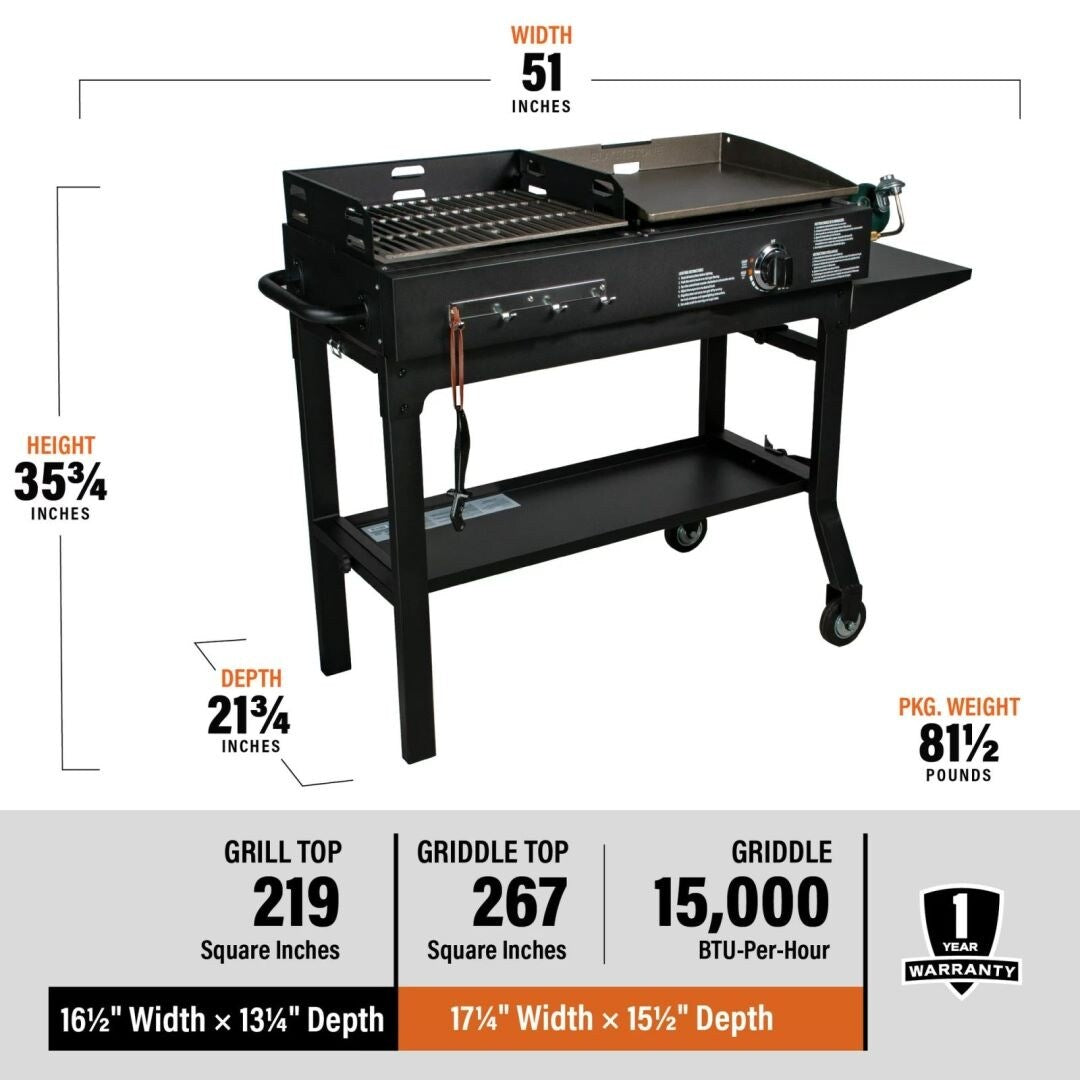 17" Griddle and Charcoal Grill Combo