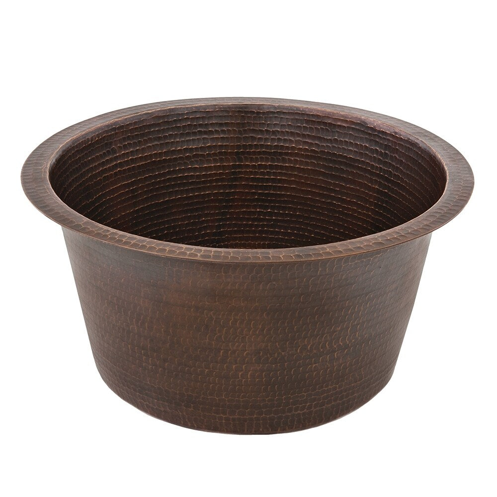 17-in Large Round Hammered Copper Bar/Prep Sink (BR17DB)