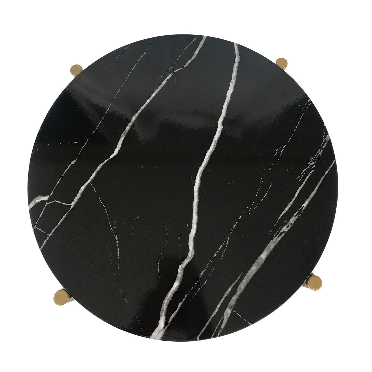 17inch Faux Marble Round End Table Small Table Coffee Table with Gold Metal Frame for Living Room Bedroom