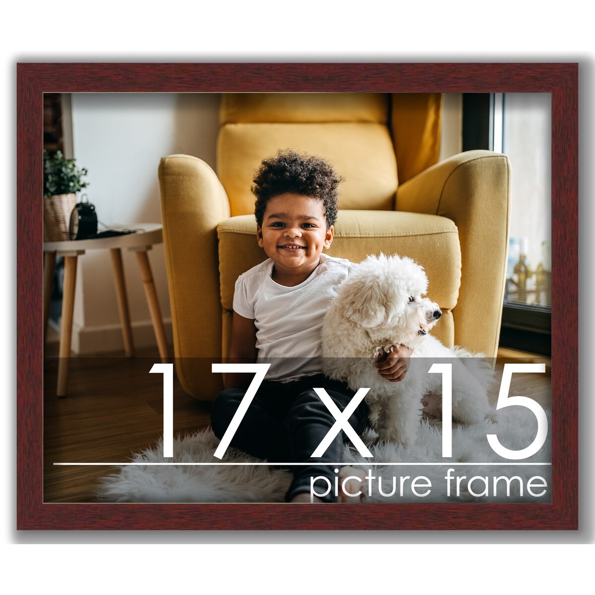 17x15 Traditional Mahogany Complete Wood Picture Frame with UV Acrylic, Foam Board Backing, & Hardware