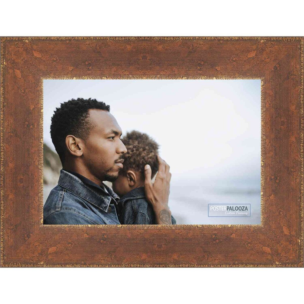 17x23 Distressed/Aged Antique Gold Complete Wood Picture Frame with UV Acrylic, Foam Board Backing, & Hardware