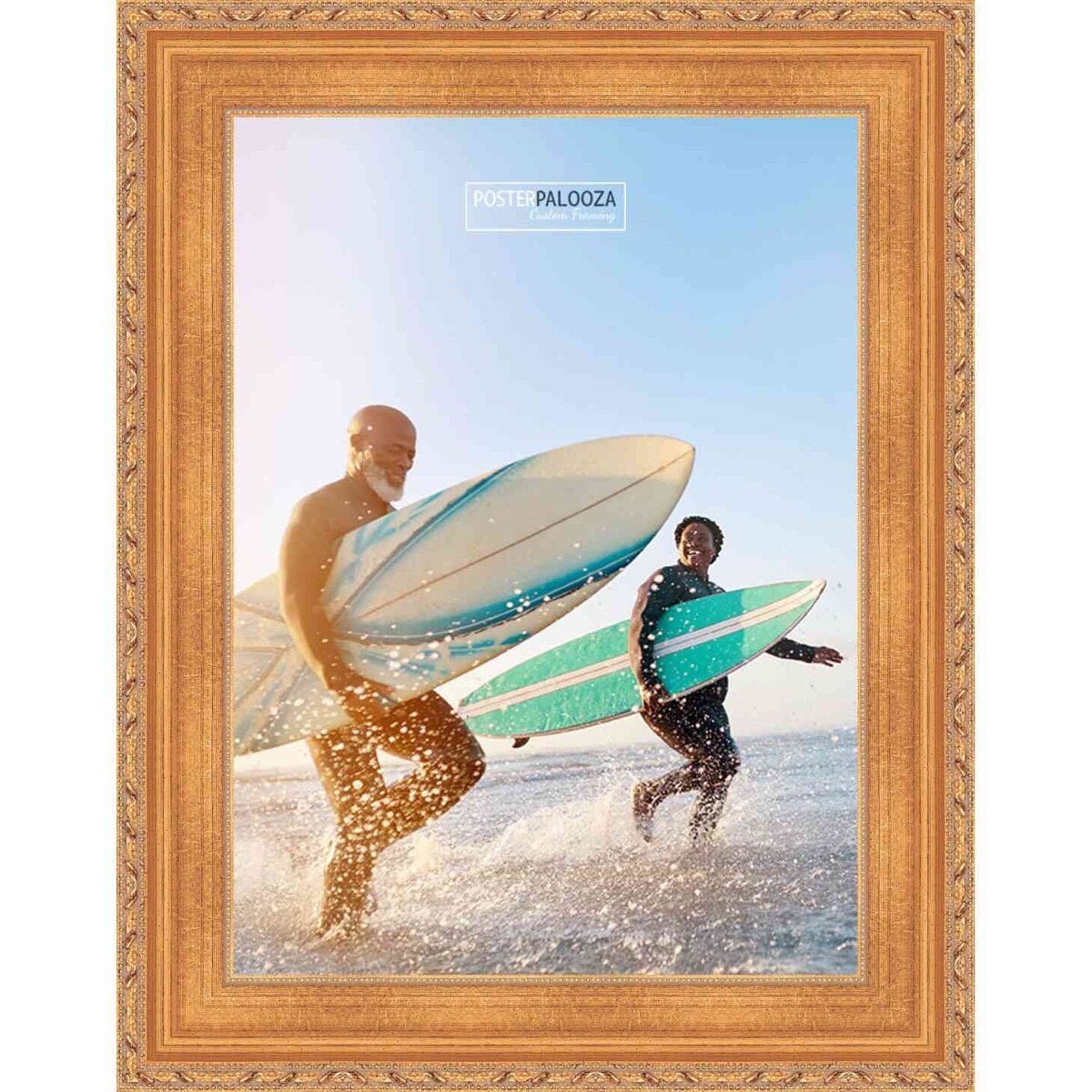 17x24 Traditional Antique Gold Complete Wood Picture Frame with UV Acrylic, Foam Board Backing, & Hardware