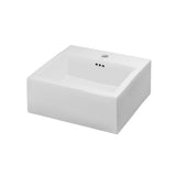 18" Ceramic lav sink top - square vessel w/overflow (single faucet hole)-White