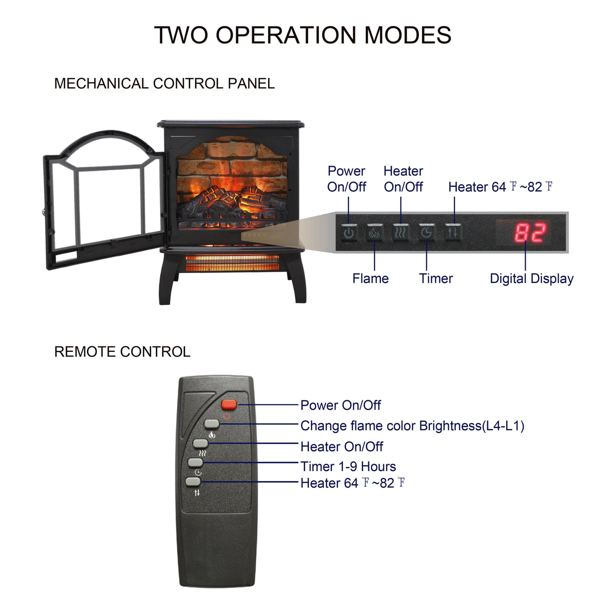 18 Inch 3D Infrared Electric Stove With Remote Control
