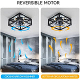 18 Inch Caged Ceiling Fan with Lights Remote Control for APP