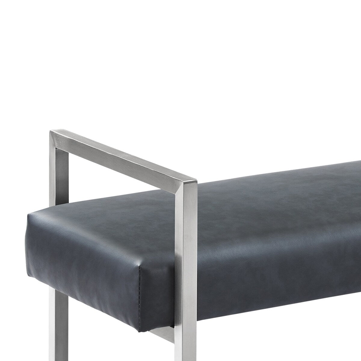 18 Inch Leatherette Padded Bench with Metal Legs, Gray