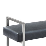 18 Inch Leatherette Padded Bench with Metal Legs, Gray