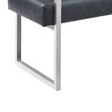 18 Inch Leatherette Padded Bench with Metal Legs, Gray
