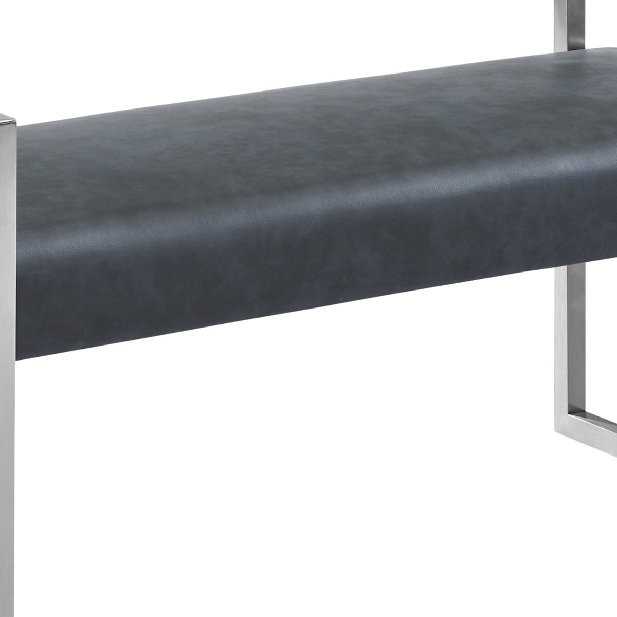 18 Inch Leatherette Padded Bench with Metal Legs, Gray