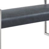 18 Inch Leatherette Padded Bench with Metal Legs, Gray