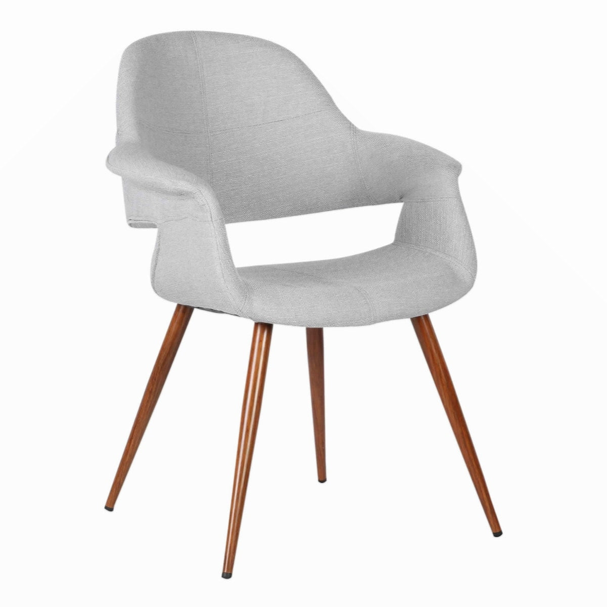 18 Inch Modern Dining Chair, Angled Tapered Legs, Gray and Brown