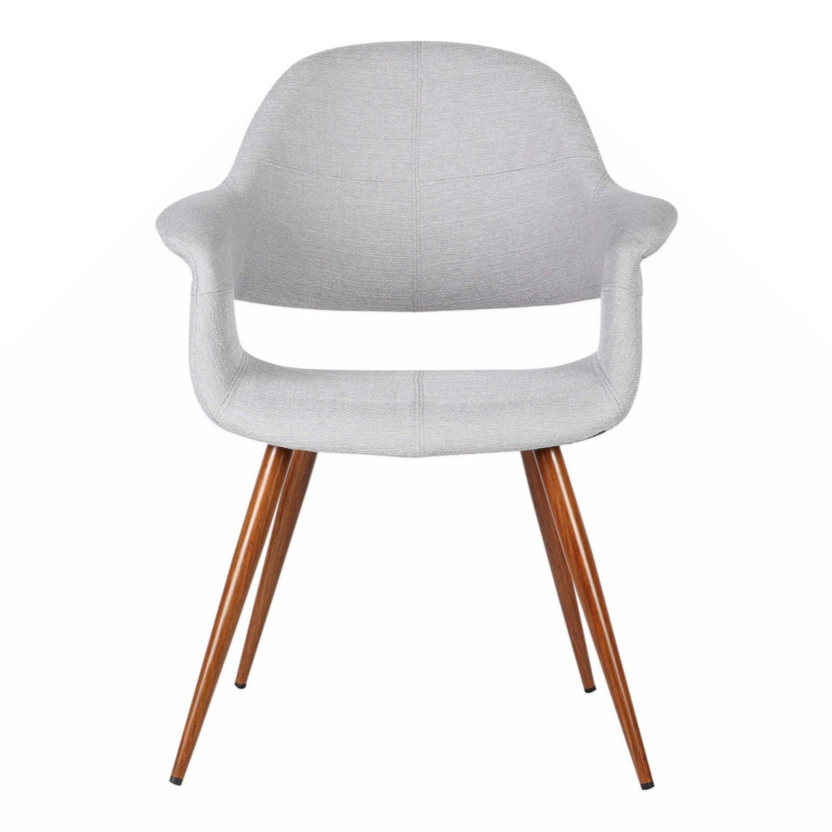 18 Inch Modern Dining Chair, Angled Tapered Legs, Gray and Brown
