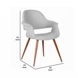 18 Inch Modern Dining Chair, Angled Tapered Legs, Gray and Brown
