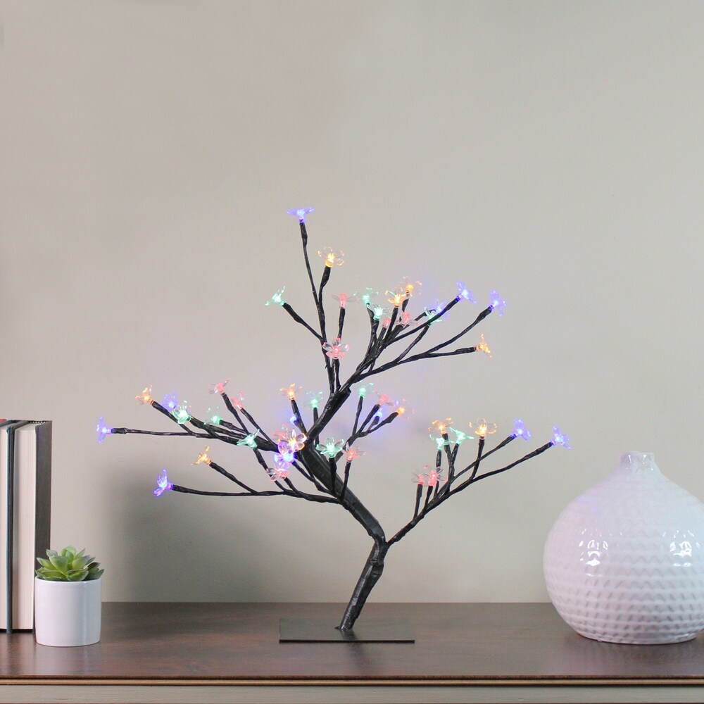 18" LED Lighted Japanese Sakura Blossom Flower Artificial Tree - Multi Color - N/A