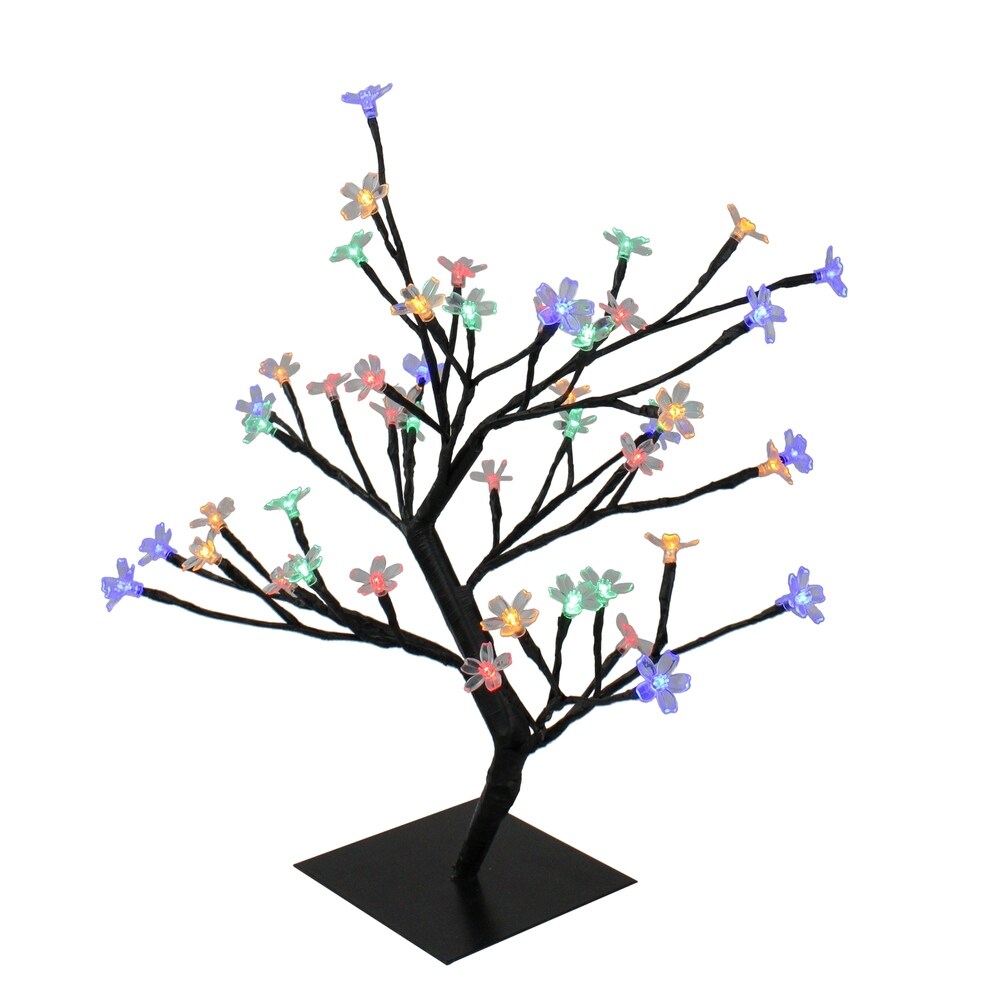18" LED Lighted Japanese Sakura Blossom Flower Artificial Tree - Multi Color - N/A