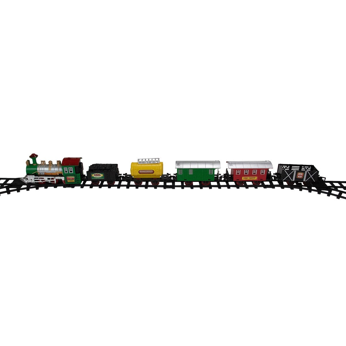 18-Piece Black and Green Battery Operated Animated Classic Model Train Set - 8"