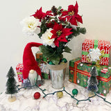 18 Stems Faux Peony Velvet Poinsettia Christmas Bush