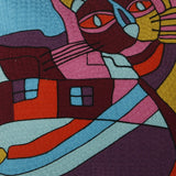 18 X 18 Inch Abstract Cat Art Embroidered Polyester Pillow, Set of 2, Multicolor