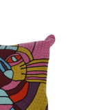 18 X 18 Inch Abstract Cat Art Embroidered Polyester Pillow, Set of 2, Multicolor