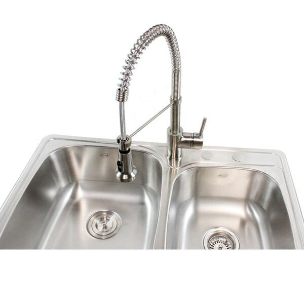 18-gauge Stainless Steel Double 33-inch Top-Mount/Drop-In 60/40 Bowl Kitchen Sink