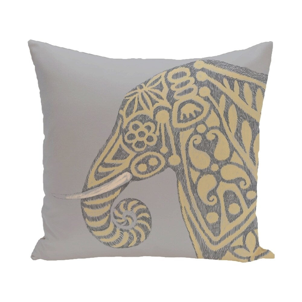 18 x 18-inch Blue, Grey, Brown Inky Animal Print Pillow