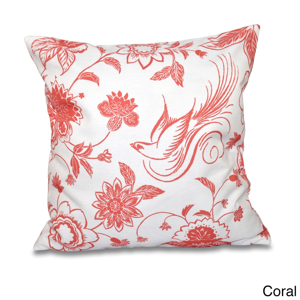 Traditional Bird Floral 18 x 18-inch Outdoor Pillow