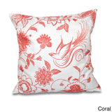 Traditional Bird Floral 18 x 18-inch Outdoor Pillow