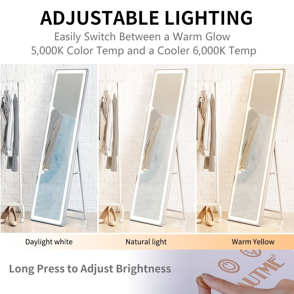18 x 60 in. Rectangular Framed Touch Sensor Freestanding Full Length with LED Light