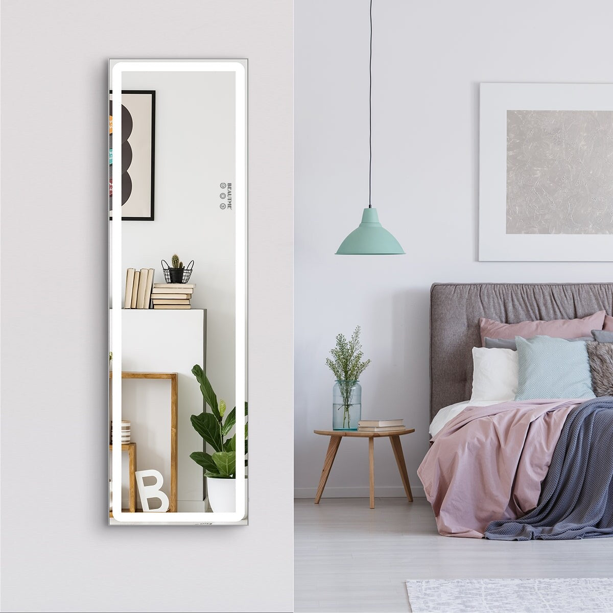 18 x 60 in. Rectangular Framed Touch Sensor Freestanding Full Length with LED Light