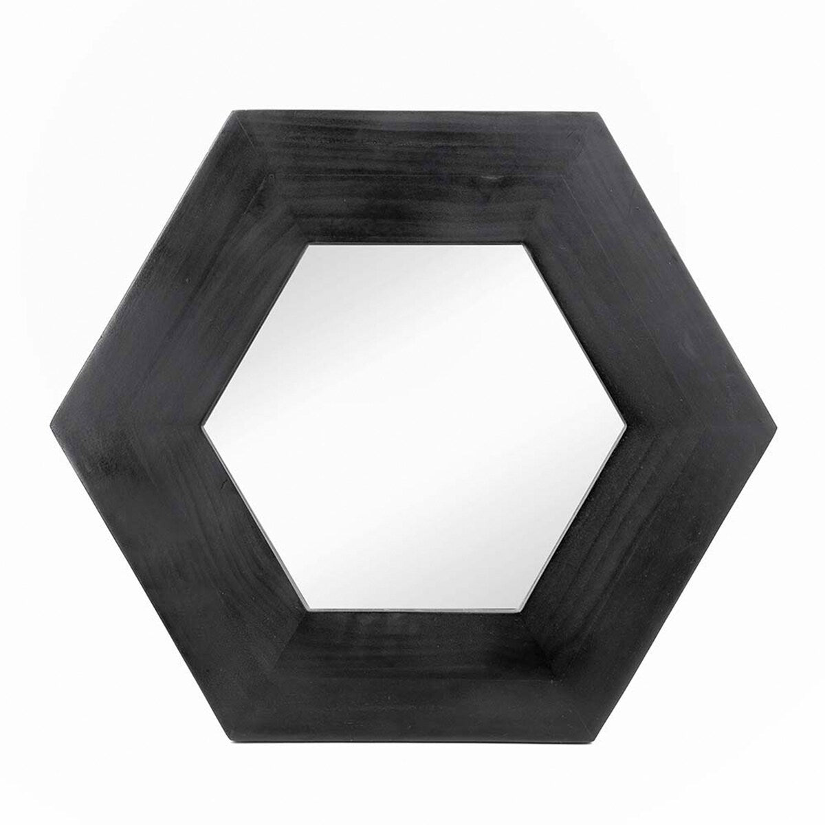 18.5" x 18.5" Hexagon Mirror with Solid Wood Frame