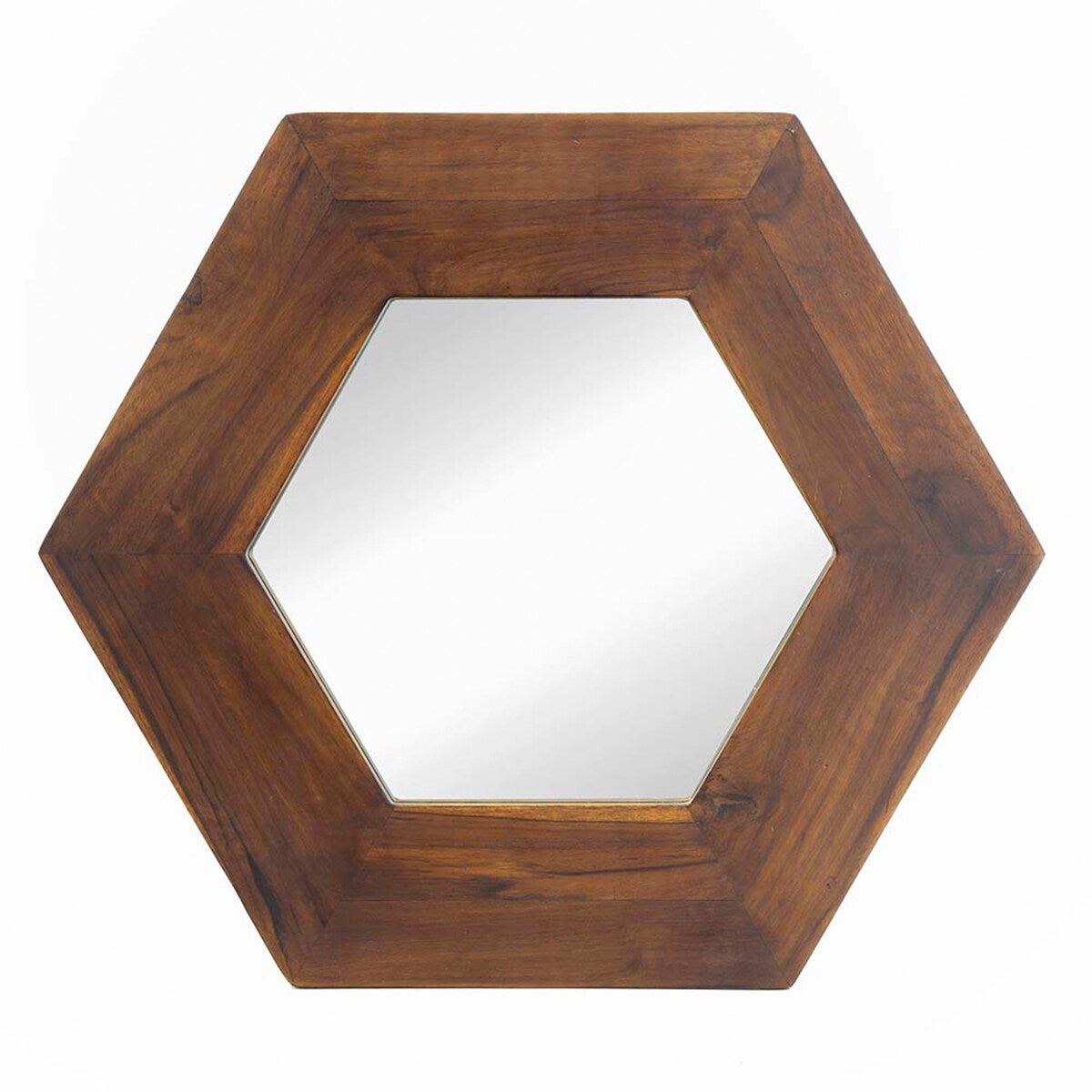 18.5" x 18.5" Hexagon Mirror with Solid Wood Frame