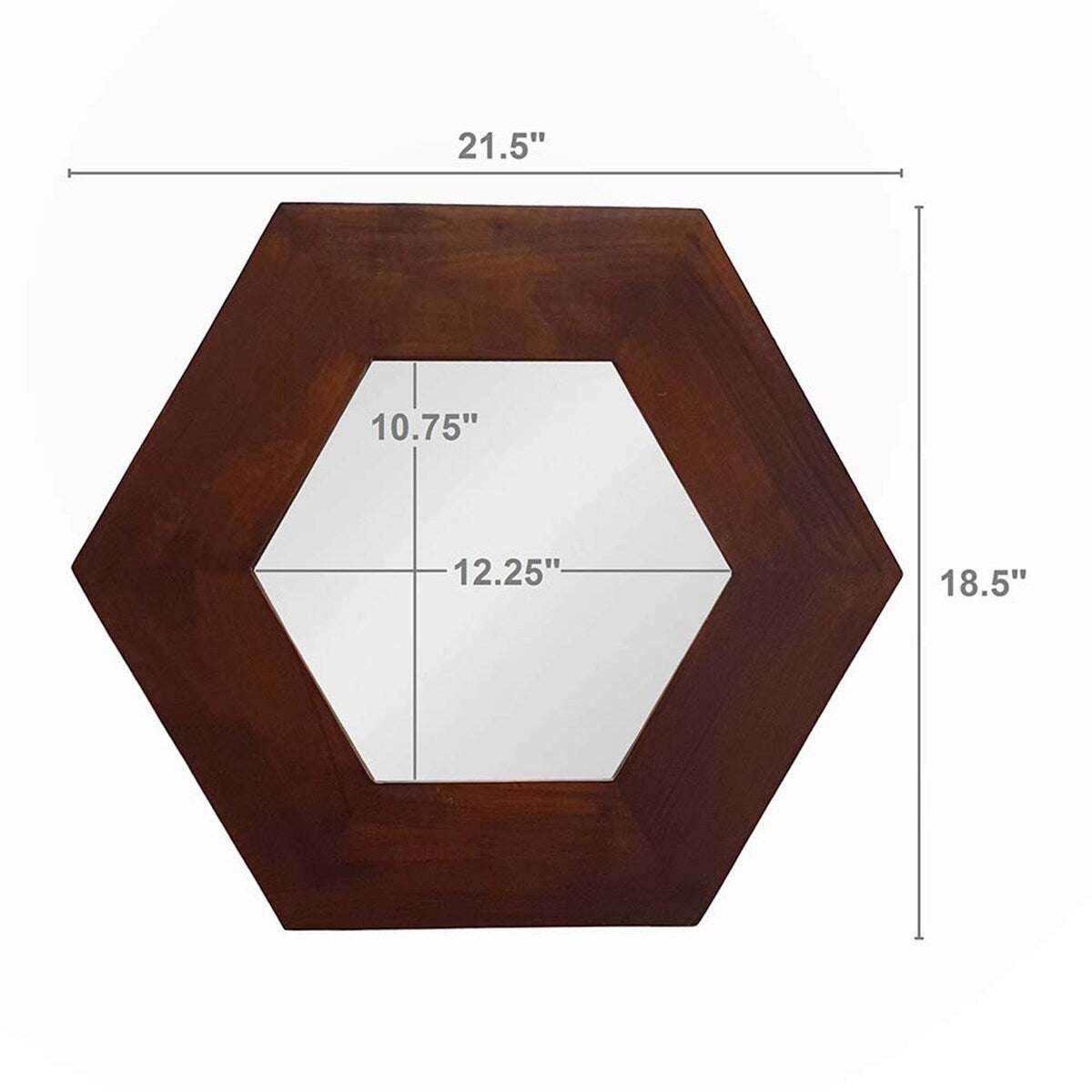 18.5" x 18.5" Hexagon Mirror with Solid Wood Frame