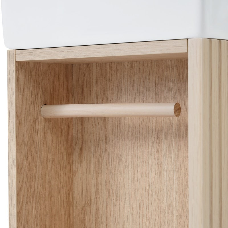 18.6" Bathroom Vanity with Ceramic Sink, Bathroom Cabinet with Two-tier Shelf, Left or Right Orientation, Natural