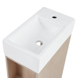 18.6" Bathroom Vanity with Ceramic Sink, Bathroom Cabinet with Two-tier Shelf, Left or Right Orientation, Natural