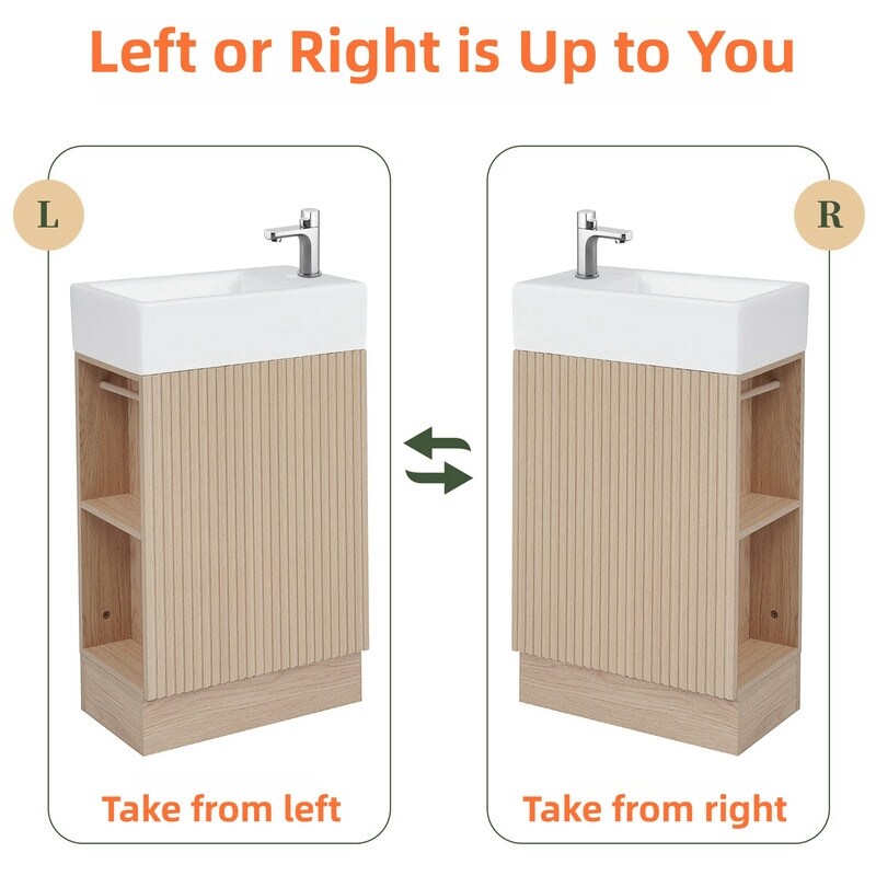 18.6" Bathroom Vanity with Sink, Bathroom Vanity Cabinet with Two-tier Shelf
