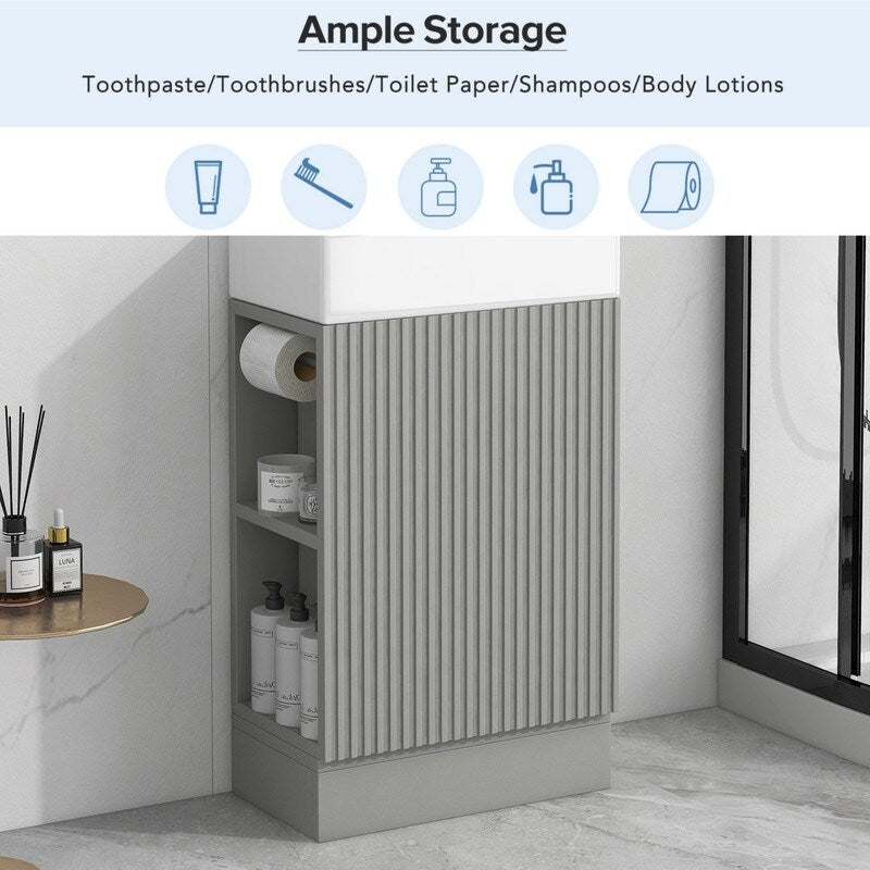 18.6" Bathroom Vanity with Sink, Bathroom Vanity Cabinet with Two-tier Shelf