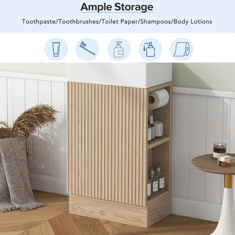 18.6" Bathroom Vanity with Sink, Bathroom Vanity Cabinet with Two-tier Shelf